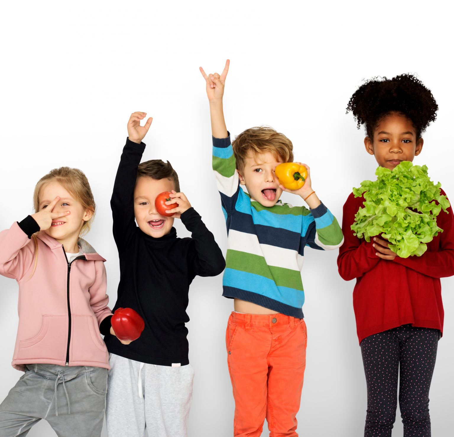 Kids Holding Vegetable Healthy Food