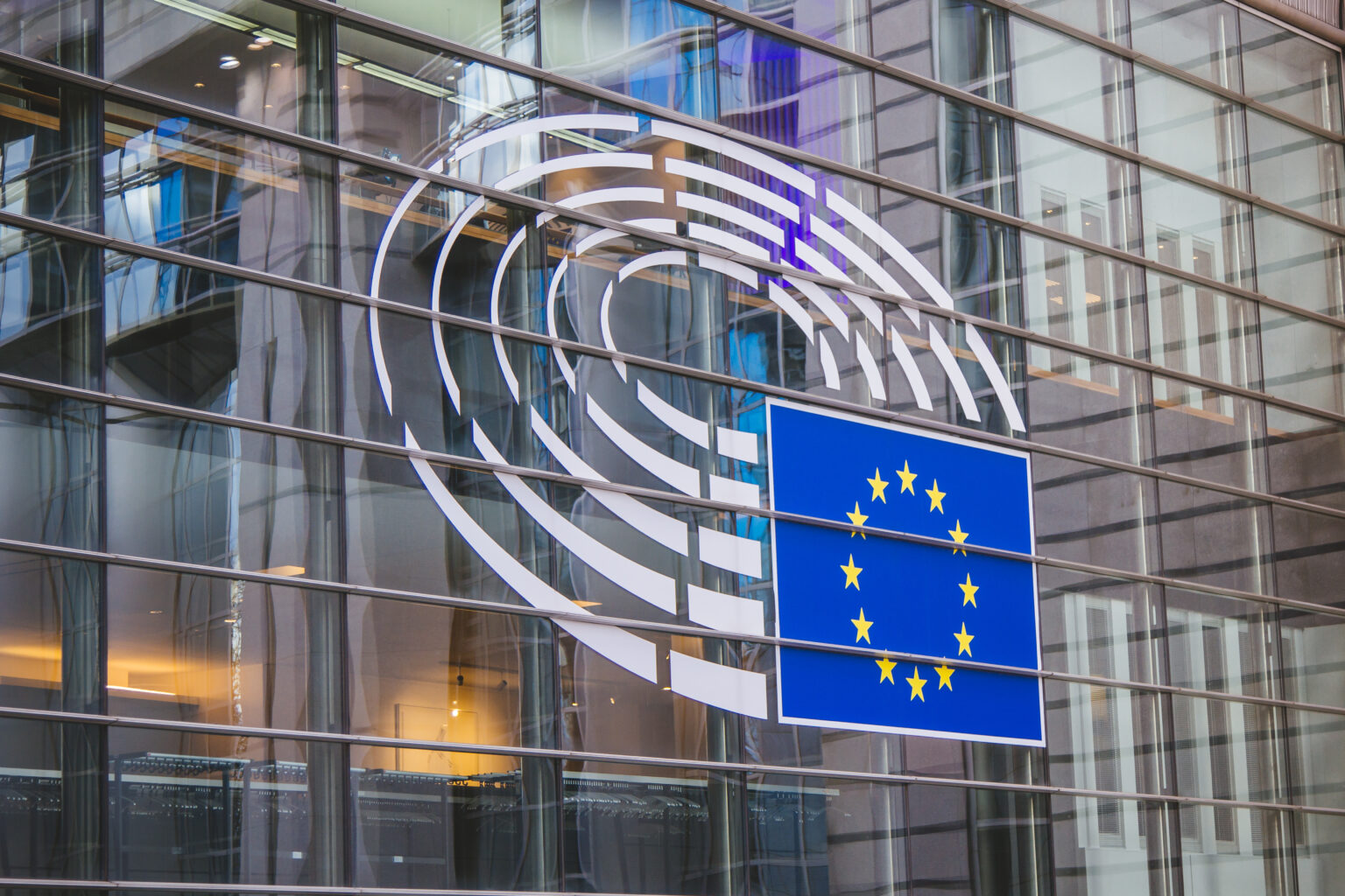 European,Parliament,Building,In,Brussels.,Glass,Facade.